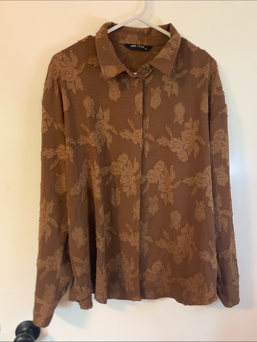 Brown Floral Button-Up Blouse